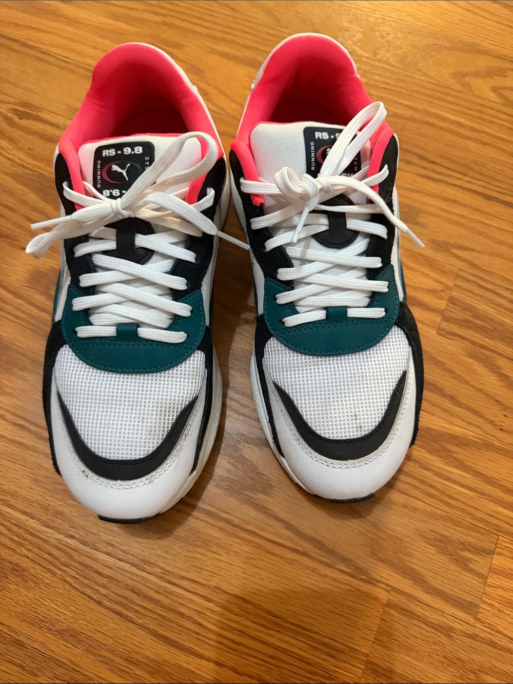 Puma Men's White Black Teal Pink Running Sneakers